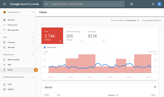 New Video Enhancement Report within Google Search Console