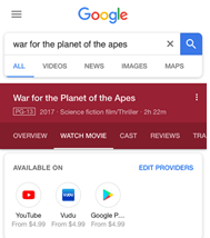 Google tested the feature for movies and series in the SERPS back in 2017